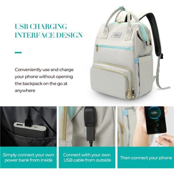 Lunch Backpack, 15.6 Inch Laptop Backpack with USB Port, Stylish Nurse main image 5